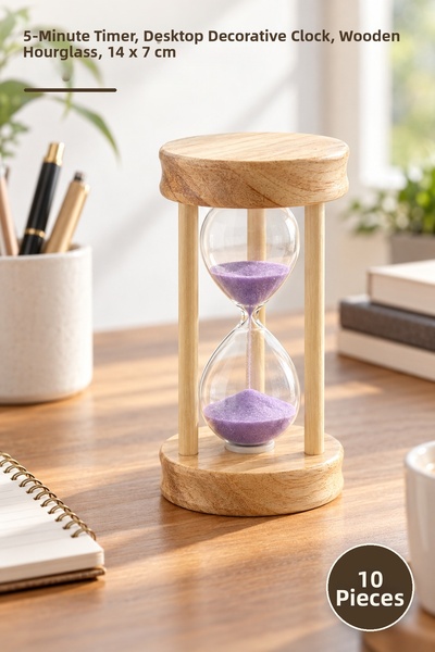 Yenilig 10 Pieces Wooden Hourglass – 5 Minute Timer, Desktop Decorative Clock...