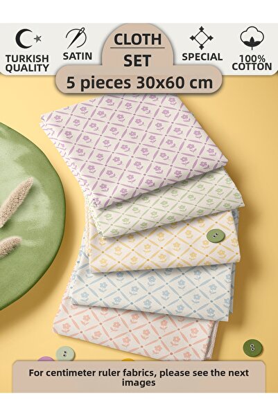 FabricMarket 100% Cotton Fabric Panel Set 5 Different Patterns 30X60 cm – Vin...
