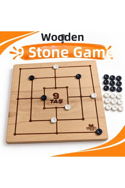 TOTTERİQ Wooden 9 Stones Strategy and Intelligence Game School Tournament Game Educational