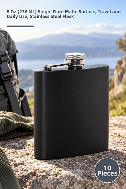 Yenilig 10 stainless steel flask - 8 oz (236 ml) single flask matte finish, t...