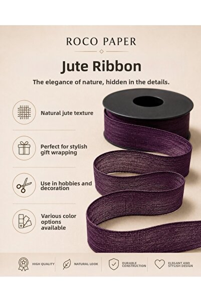 roco paper Plum Linen Ribbon 2.5 cm X 20 Meters, Gift Wrapping and Hobby Ribb...