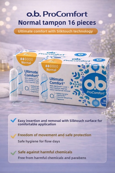 Tivoa O.B. Procomfort Normal Tampons 16 Pieces 2 Pack with Ultimate Comfort S...