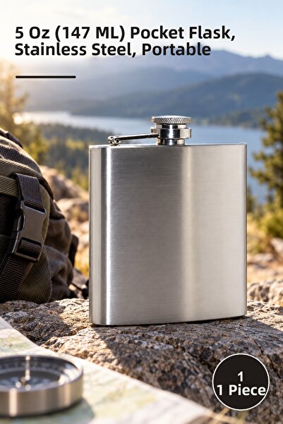 Yenilig 1 stainless steel flask - 5 oz (147 ml) pocket flask, stainless steel...
