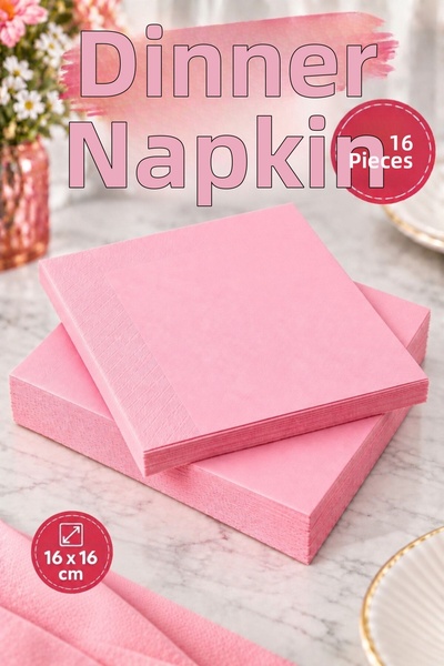 Huzur Party Store Plain Pink Colored Napkin Presentation Holder 16 Pieces Dec...