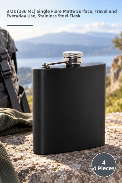 Yenilig 4 stainless steel flasks - 8 oz (236 ml) single flask, matte finish, ...
