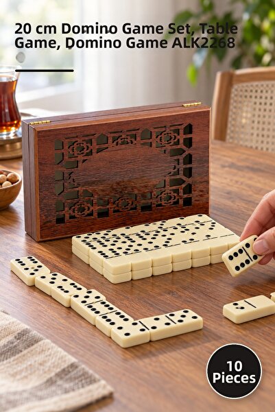 Yenilig 10 Pieces of Melamine Dominoes with Wooden Box – 20 cm Size Game Set,...