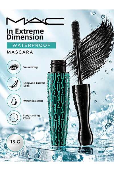 M.A.C ماسكارا إكستريم دايمنشن المقاومة للماء 13 جرام - ماسكارا سوداء كثيفة تز...