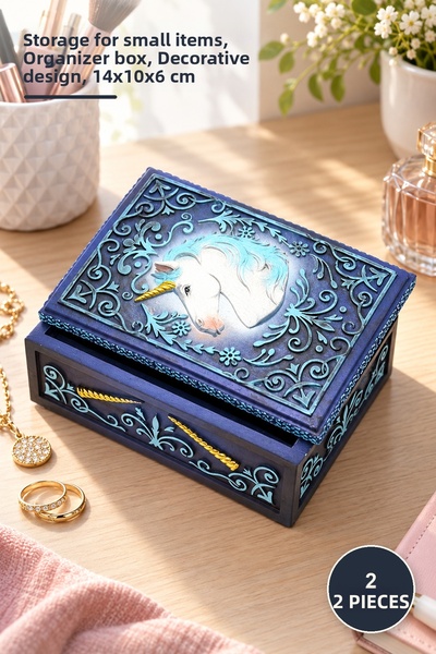 Yenilig 2 Unicorn Polyester Boxes – Storage for Small Items, Organizer Box, D...