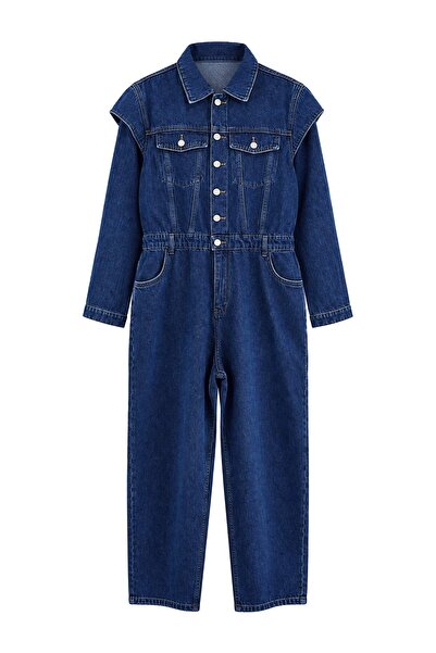 Trendyol Curve Indigo Stitching Detailed Denim Jumpsuit Tbbaw27Bg00001