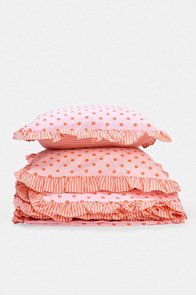 TRENDYOLMİLLA HOME Double Polka Dot Ruffled Duvet Cover Set 200X220Cm Tphaw27...