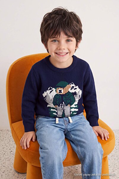 TRENDYOLKIDS Navy Blue Boy's Sweater Tkdaw27Kz00023