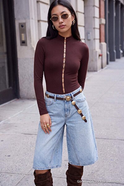 Trendyol Collection إكسسوارات باللون البني مع تفاصيل مفصلة ومشبك تثبيت TPRAW2...