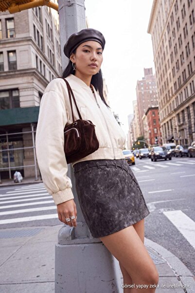 Trendyol Collection Dark Brown Mini Faux Leather Skirt Tpraw27Et00013