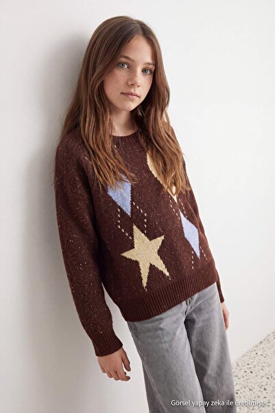 TRENDYOLKIDS Brown Girl's Sweater Tkdaw27Kz00005