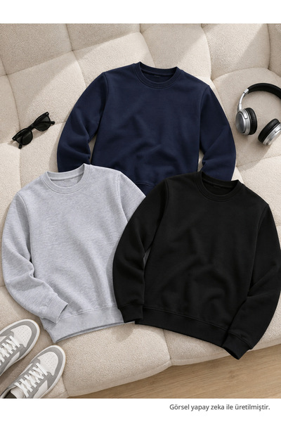 DAMGA JEANS 3 Pieces Men's Trendy Comfortable Fit Daily Sweatshirt