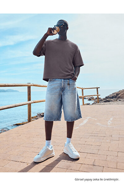 DAMGA JEANS Ανδρικό μπλουζάκι με κοντό μανίκι σε βασικό καφέ χρώμα, άνετη εφα...