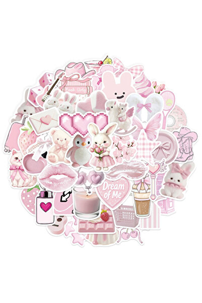 Choice 50PCS 50PCS Pink Cartoon Graffiti Fun Pink DIY Stickers Scrapbook Manu...