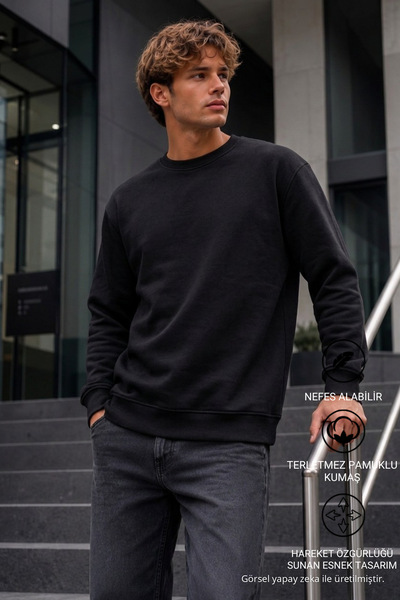 DAMGA JEANS Men's Long Sleeve Black Knitwear Winter Sweater