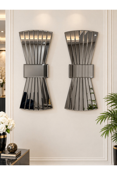 efe ayna dekor 35x85 cm Fiyonk Model FÜME Yan Ayna (2 adet) ( duvar saatleri ...