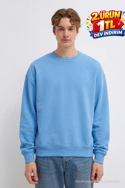 DAMGA JEANS Hanorac pentru bărbați, cu 3 fire, Organic Trend, albastru deschis