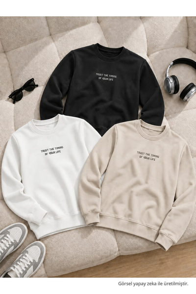 DAMGA JEANS 3 Pieces Men's Comfortable Fit Premium Printed Sweatshirt