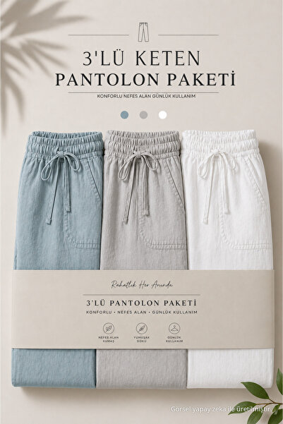 DAMGA JEANS 3 Pieces Men's Premium Summer Jogger Linen Trousers