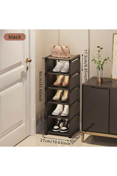 choice2 Black 6 layers Shoe rack Small shoe cabinet widened against the wall ...
