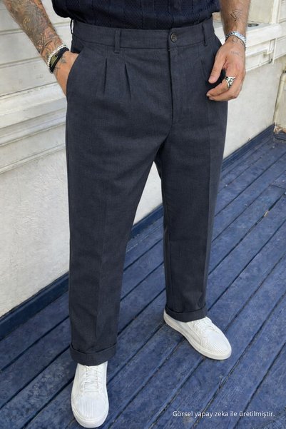 DAMGA JEANS Pantaloni pentru bărbați, cu talie înaltă, croială normală, din ț...