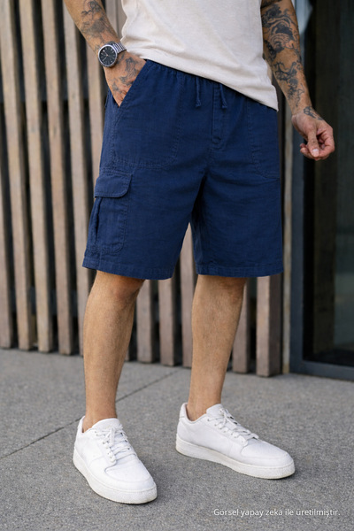 DAMGA JEANS شورت رجالي من تريند ديزاينز ذو خصر منخفض وجيوب كارجو فضفاضة من ال...