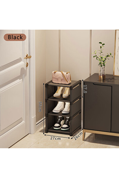 Choice12 Black 4 layers Shoe rack Small shoe cabinet widened against the wall...