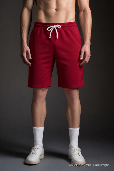 COMBİNE MİCHAİL Men's Elastic Summer Comfort Burgundy Shorts