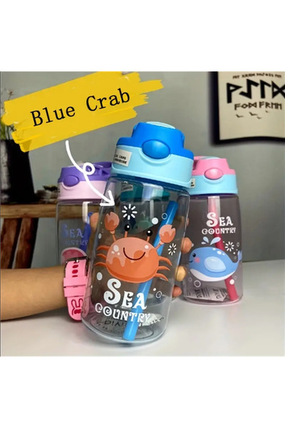Choice Blue Crab Children's Plastic Water Cup, Straw Cup, Duckbill Portable C...