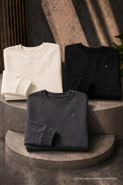 COMBİNE MİCHAİL Erkek Basic Mevsimlik Bol 3 Lü Sweatshirt