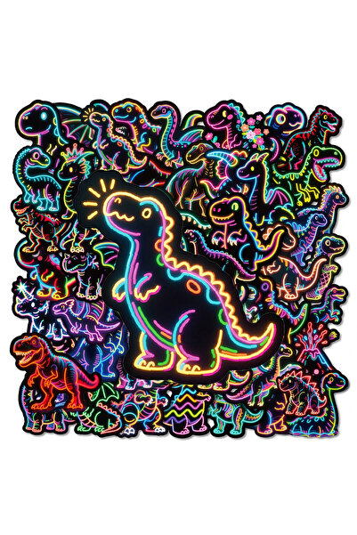Choice Multicolor 50Pcs Cute Neon Style Animal Dinosaur Stickers Vinyl Waterp...