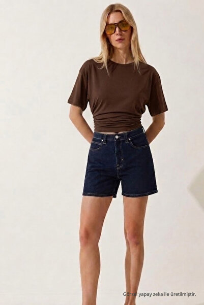 COMBİNE MİCHAİL Women's Casual Cotton Coffee Crop T-Shirt