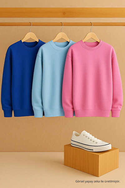 COMBİNE MİCHAİL Kadın Bisiklet Yaka Oversize 3 Lü Sweatshirt