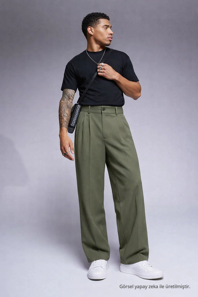 COMBİNE MİCHAİL Erkek Bol Paça Salaş Haki Baggy Pantolon
