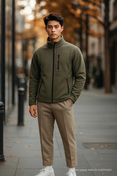 COMBİNE MİCHAİL Men's Premium Khaki Fleece with Pocket Detail