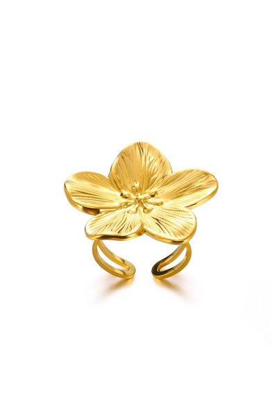 Choice resizable JZ6745G Stainless Steel Exaggerated Big Flower Rings For Wom...