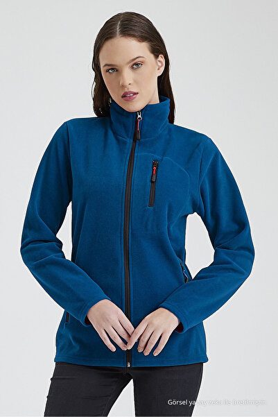 COMBİNE MİCHAİL Γυναικείο αθλητικό μπουφάν Indigo Fleece με φερμουάρ εξωτερικ...
