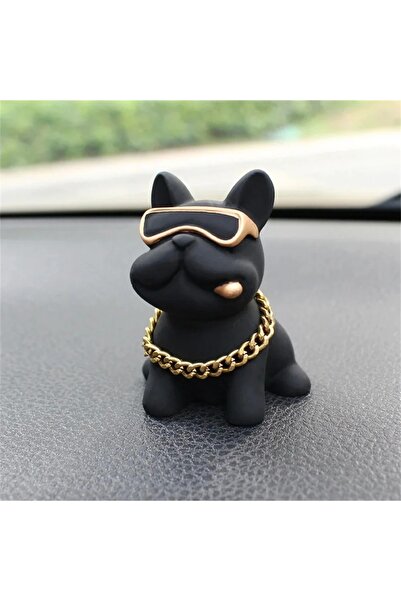 Choice Black Wear-resistant Bulldog Car Ornaments Feel Comfortable Resin Mate...