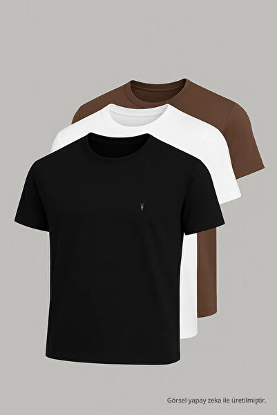 COMBİNE MİCHAİL Men's Casual Short-Sleeve Trendy 3-Pack T-Shirt