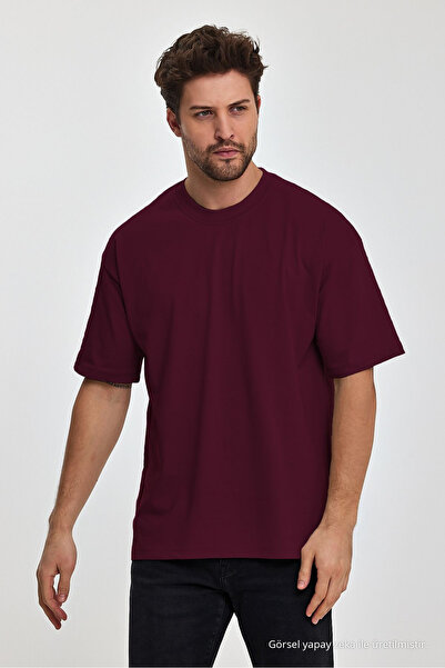 COMBİNE MİCHAİL Ανδρικό μπλουζάκι Oversize Fit Thick Fabric Textured Crew Neck