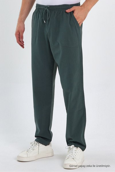 COMBİNE MİCHAİL Men's Dark Green Color Basic Relaxed Fit Jogger Pants