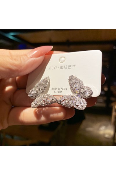 Choice EDZ-1-52 2023 New Butterfly Zircon Earrings Women's Korean Luxury Jewe...