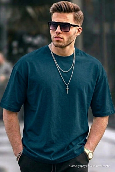 COMBİNE MİCHAİL Tricou pentru bărbați Premium basic Trend Blue supradimensionat