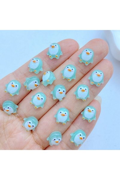 Choice1 B 50pcs 50Pcs New Cute Resin Mini 9mm Cartoon Penguin Series Flat Bac...
