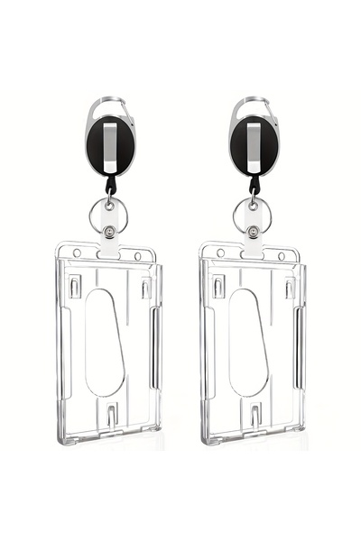 Choice 2 set 2pcs Heavy-Duty Badge Holders with Retractable Clip - Transparen...
