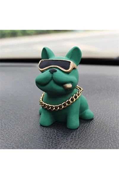 Choice1 Green Wear-resistant Bulldog Car Ornaments Feel Comfortable Resin Mat...