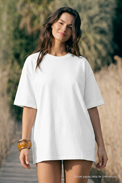 COMBİNE MİCHAİL Women's Short Sleeve Crew Neck Ecru T-Shirt
